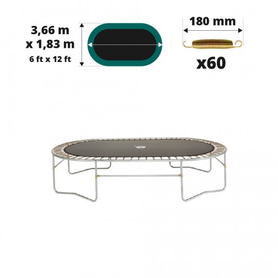 Toile de saut Ovalie 360 – 60 ressorts 180 mm