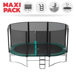Maxi Pack Trampoline Ovalie 490 avec filet + Échelle + Kit d'ancrage + Housse