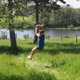 Zip line traverse in the trees