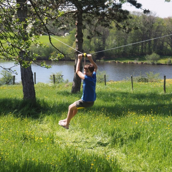 Zip line traverse in the trees