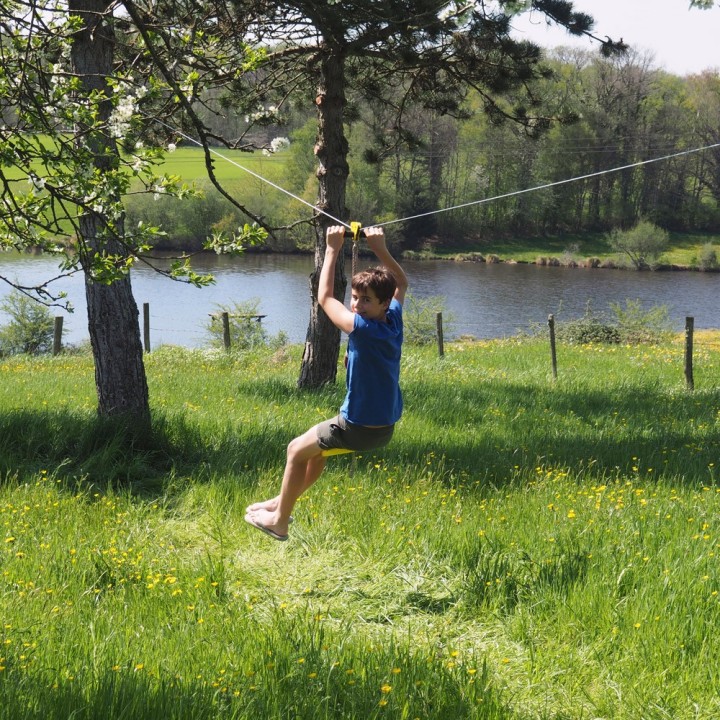 Zip line traverse in the trees
