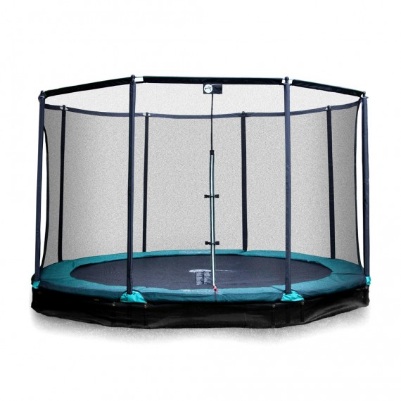 14ft Jump'in ground 430 trampoline with enclosure