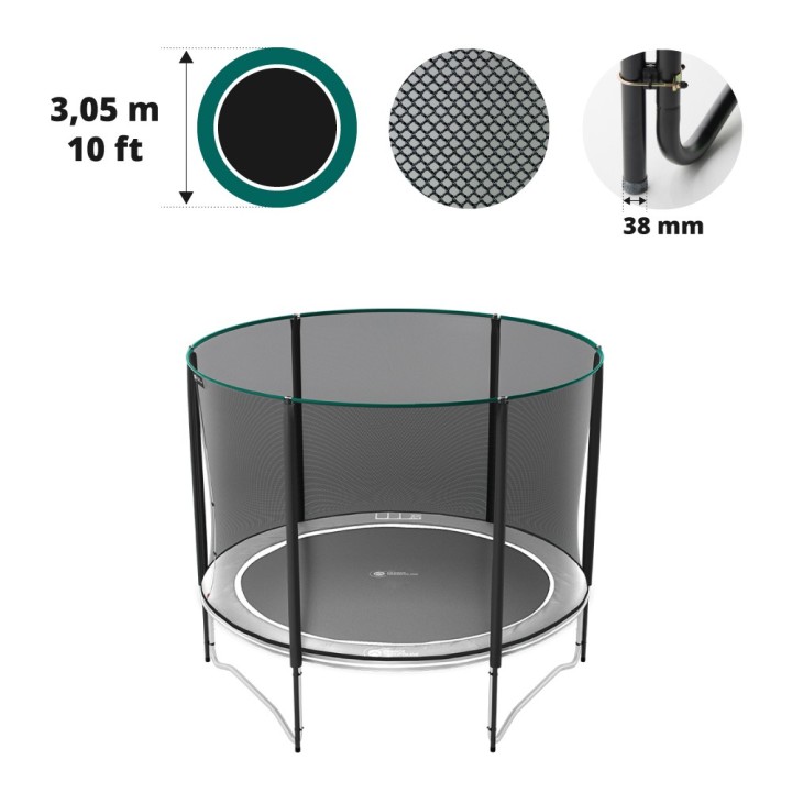 Filet premium avec 6 montants pour trampoline Ø 300