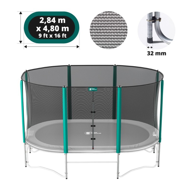 Filet avec 8 montants pour trampoline ovales Ø490