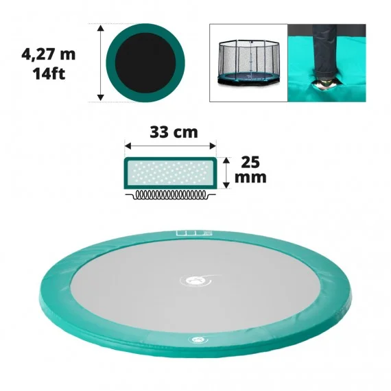 Coussin protection vert pour trampoline enterré Ø427