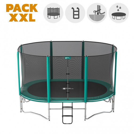 Trampoline avec filet Ovalie 360 - Pack XXL