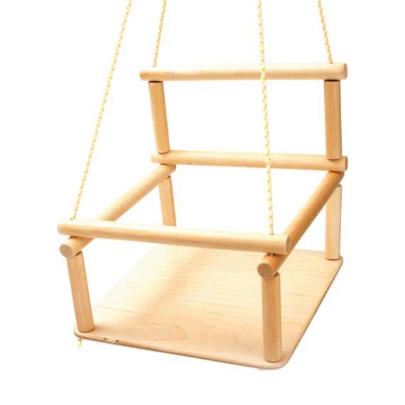 Wooden baby swing with backrest for climbing triangle