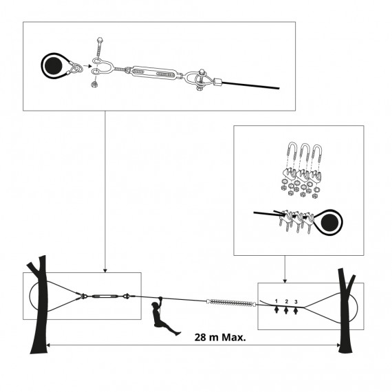 Cable 28m pour tyrolienne