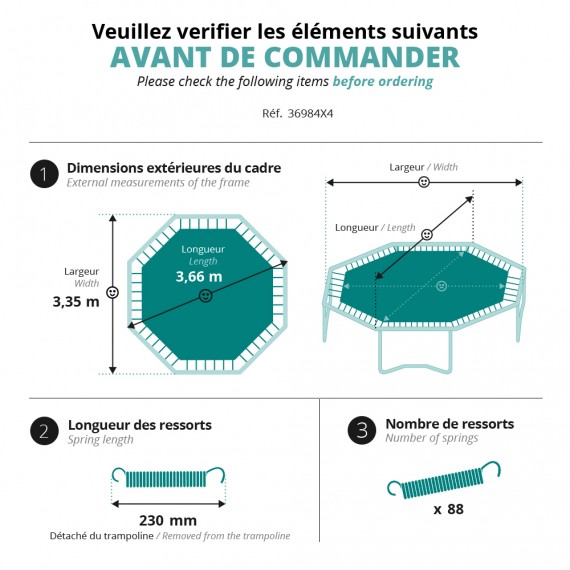 Toile de saut Airjump pour trampoline Octopulse 360 à 88 ressorts 230 mm Toile de saut Airjump pour trampoline Octopulse 360 à 88 ressorts 230 mm
