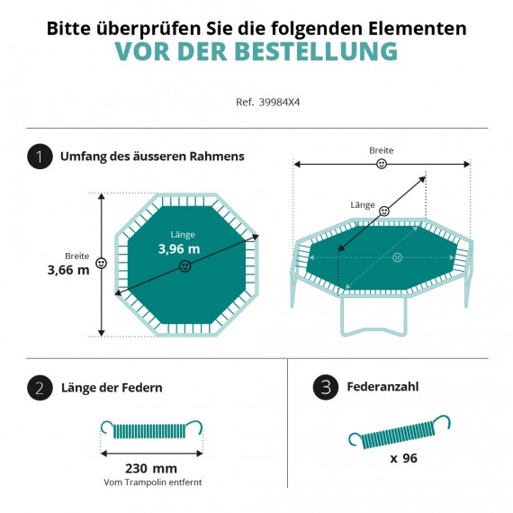 Toile de saut AirJump pour trampoline Waouuh - Octopulse 390 à 96 ressorts 230 mm