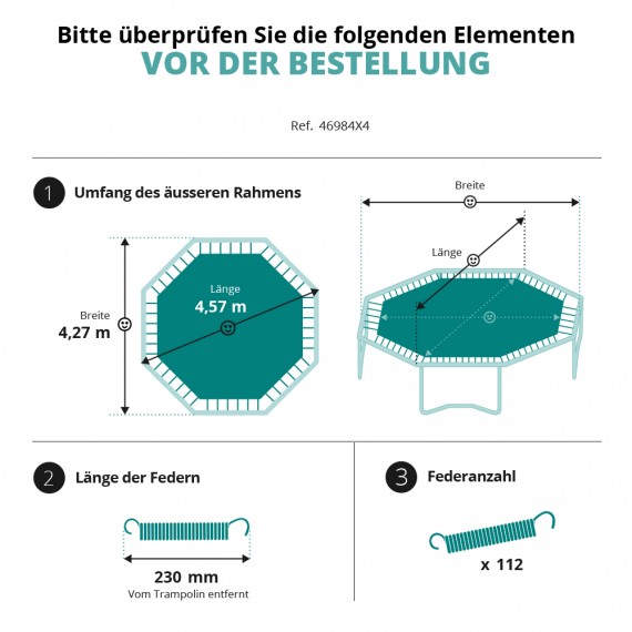 Toile de saut AirJump pour trampoline Octopulse 460 à 112 ressorts 230 mm