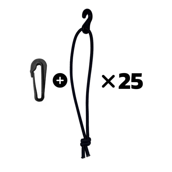 Pack 25 cords with 25 plastic hooks