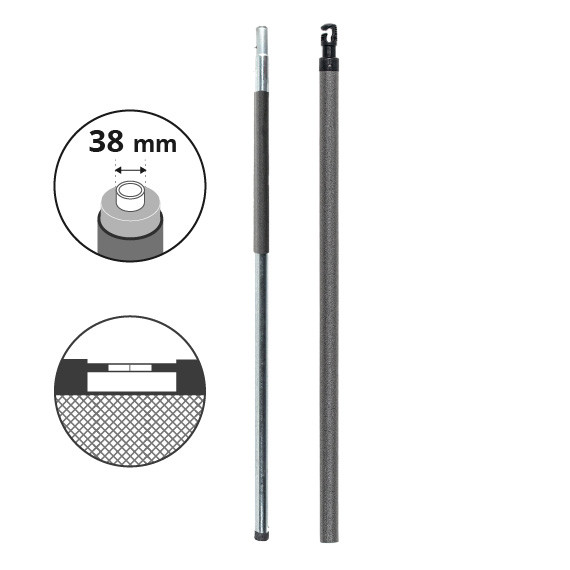 Complete 38 mm Ø net post for enclosure with fibre glass rods - P14