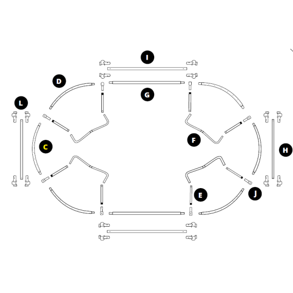 Arc de cercle armature Ovalie 430 - Pièce C Arc de cercle armature Ovalie 430 - Pièce C