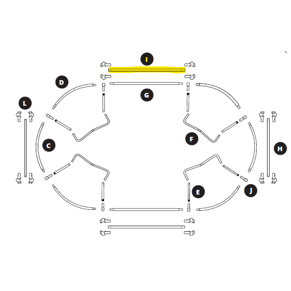 Arc armature Ovalie 360 - barre de renfort longueur Arc armature Ovalie 360 - barre de renfort longueur
