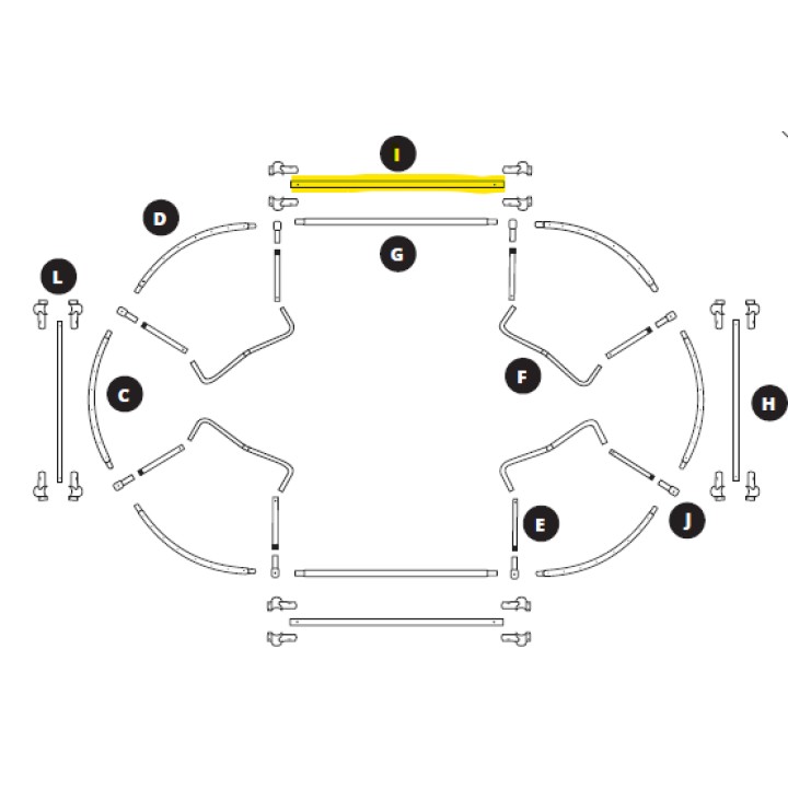 Arc armature Ovalie 430 - barre de renfort longueur