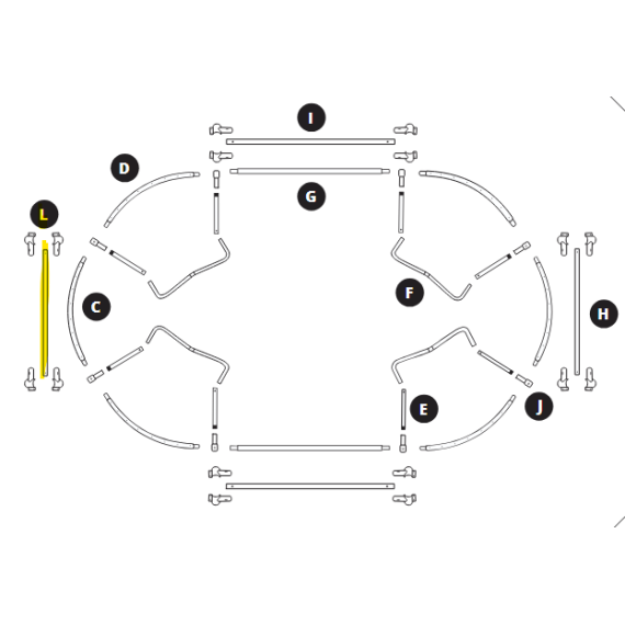 Arc armature Ovalie 490 - barre de renfort largeur