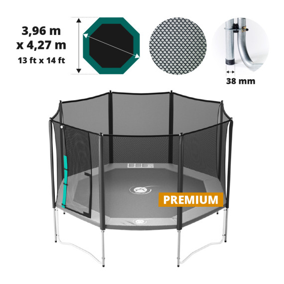 Octopulse 430 Premium trampoline net - green design Octopulse 430 Premium trampoline net - green design