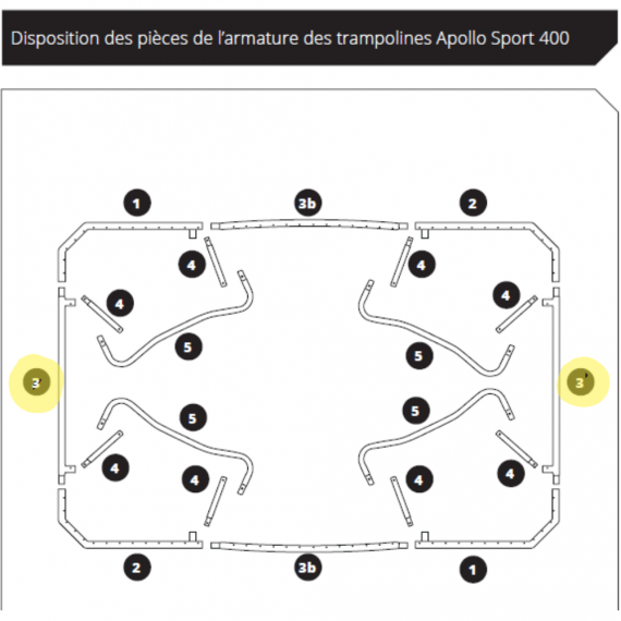 Tube No. 3 for Apollo Sport 500 - 400 trampoline