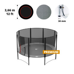 Filet premium avec 8 montants pour trampoline Ø 366