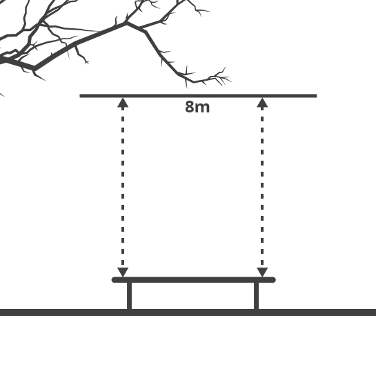 Schema hauteur nécessaire pour un trampoline