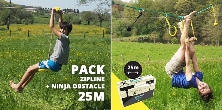 Zipline + 25m Ninja obstacle slackline Pack