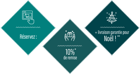 Réservez = 10% de remise et la livraison garantie avant Noël !