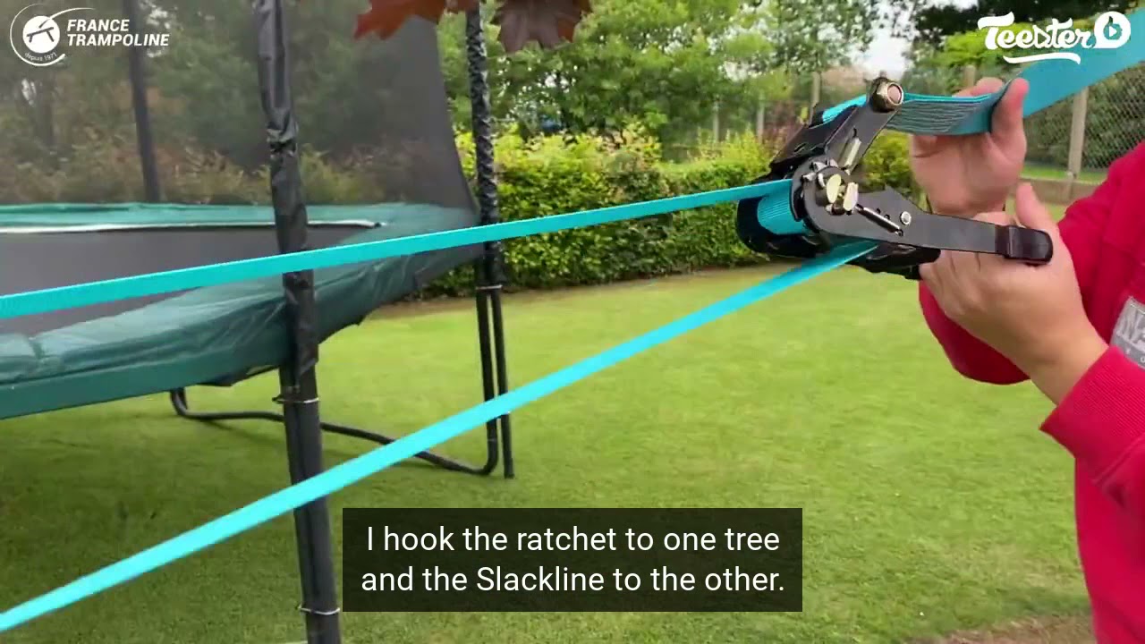 Slackline XL from France Trampoline - Transformation into a zip line