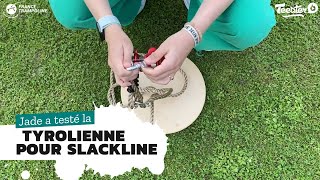 Sangle Slackline XL de chez France Trampoline - Transformation en tyrolienne