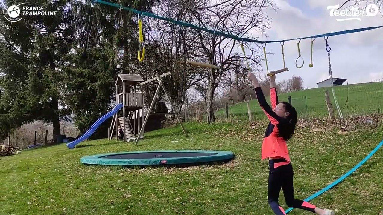 Ninja course + 15m slackline from France Trampoline - Demonstration without slackline