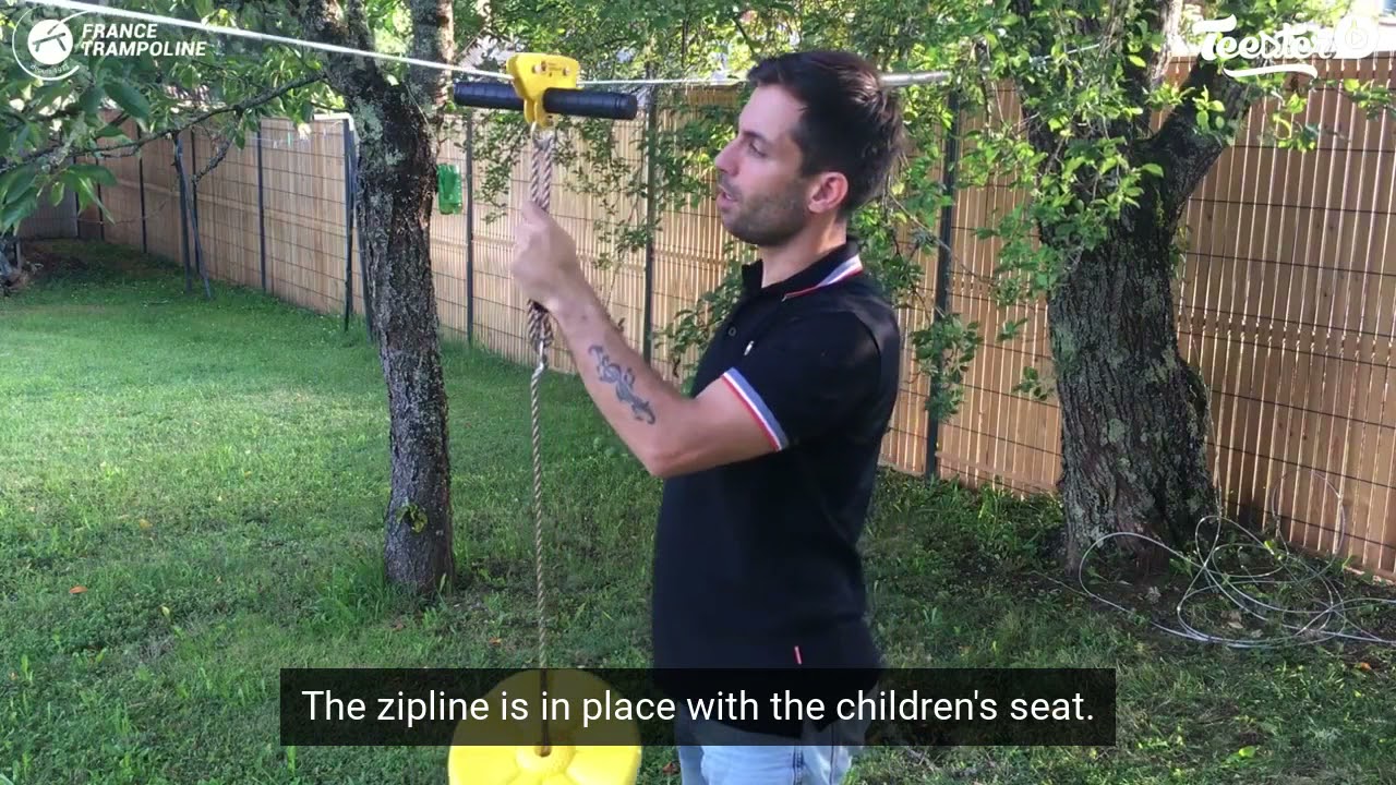 Indiana zip line from France Trampoline - Assembly (focus on cable tension)