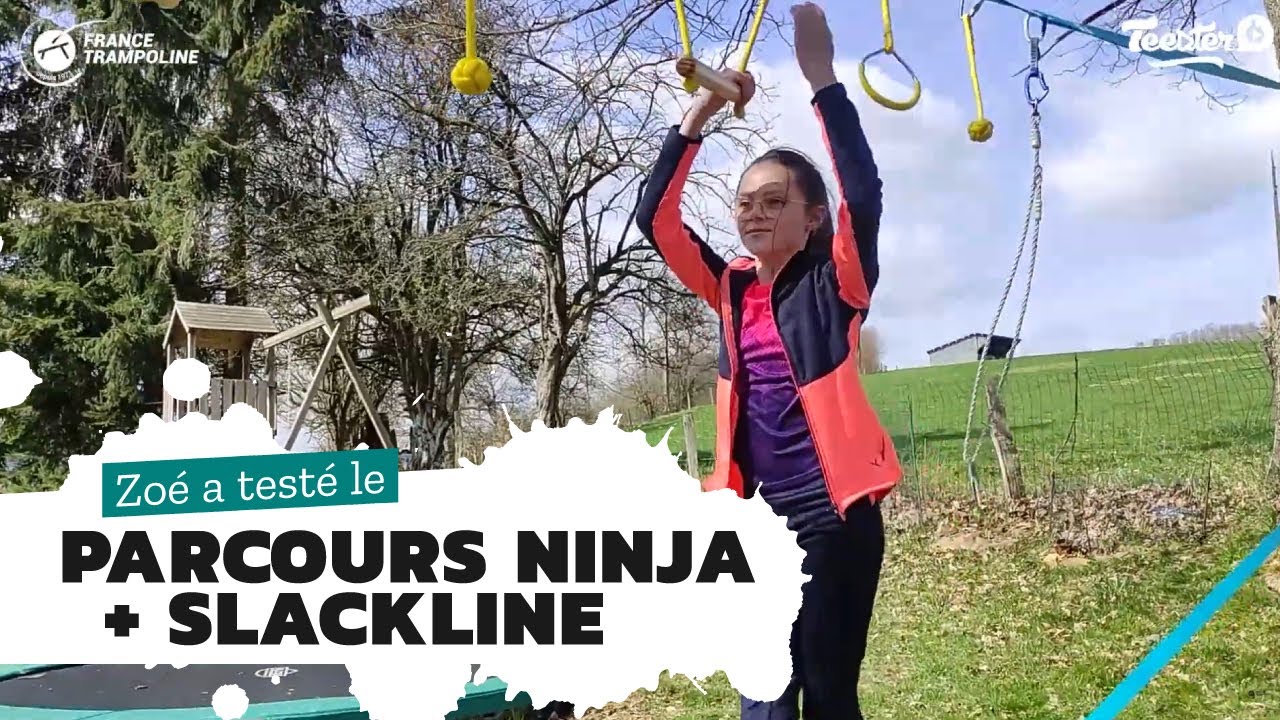 Parcours ninja + slackline 15m de chez France Trampoline - Présentation client du produit