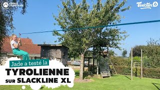 Sangle Slackline XL de chez France Trampoline - Utilisation de la poulie tyrolienne
