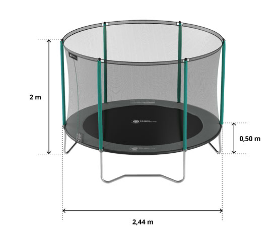 illustration de caractéristiques du produit 8 ft Start'Up 250 Trampoline - Pack XXL