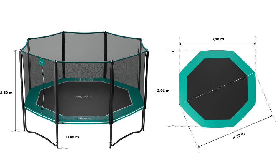 illustration de caractéristiques du produit 14ft Octopulse 430 Trampoline - Pack XXL - Green
