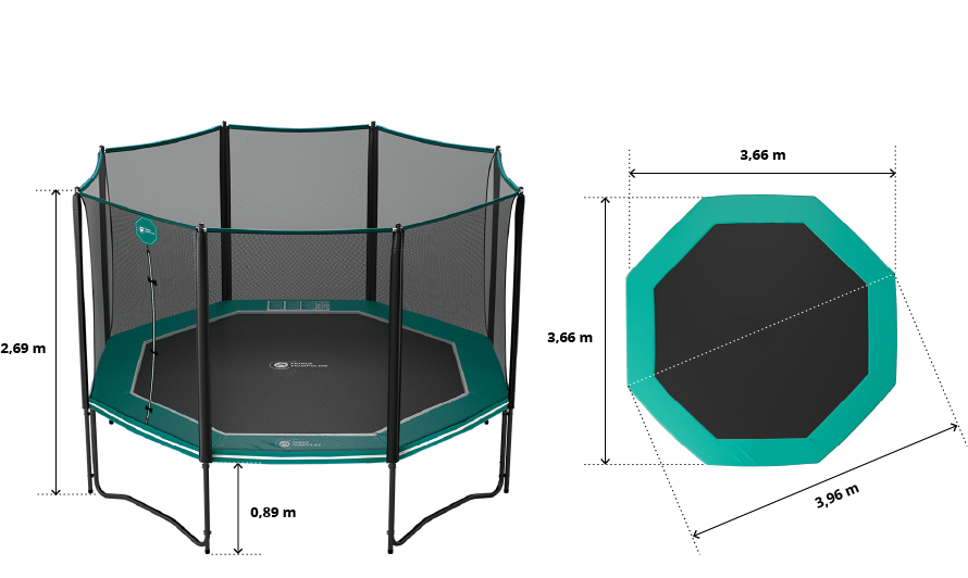 illustration de caractéristiques du produit 13ft Octopulse 390 Trampoline - Green