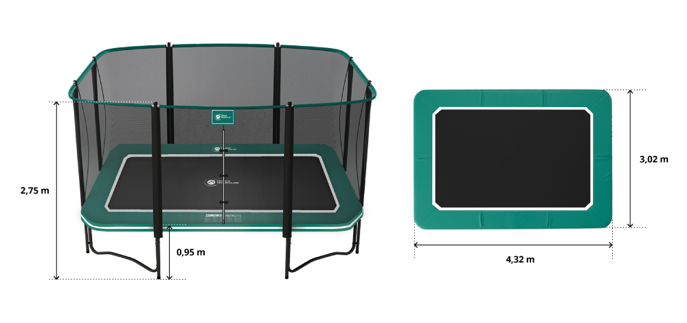 illustration de caractéristiques du produit Apollo Sport 400 Trampoline - Pack XXL