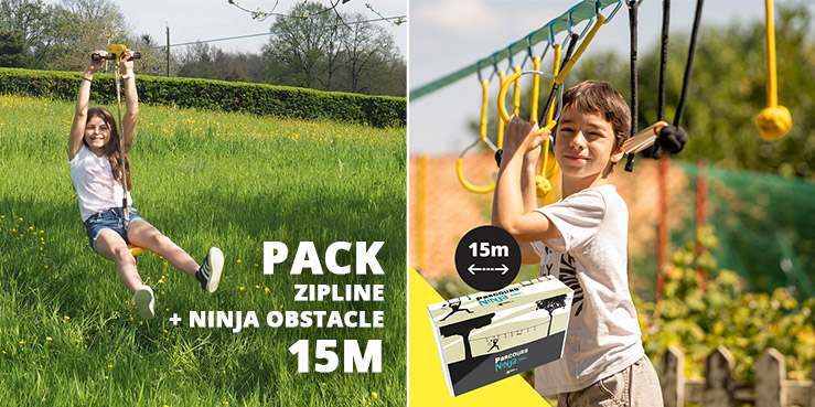 Zipline + 15m Ninja obstacle slackline Pack