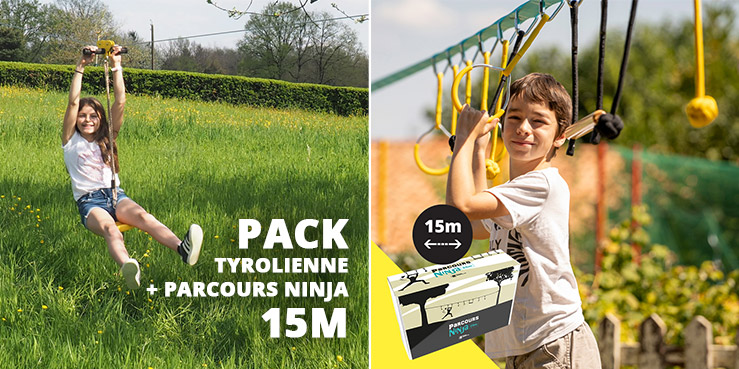 Pack Tyrolienne + Parcours ninja slackline 15m
