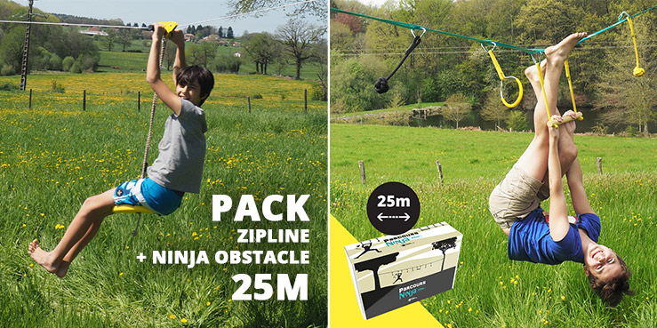 Zipline + 25m Ninja obstacle slackline Pack